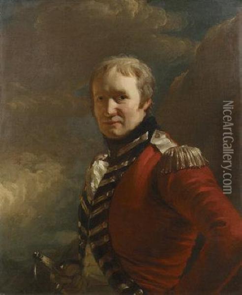 Portrait Of A Gentleman, Said To Be Captain Grogan Oil Painting - John Comerford
