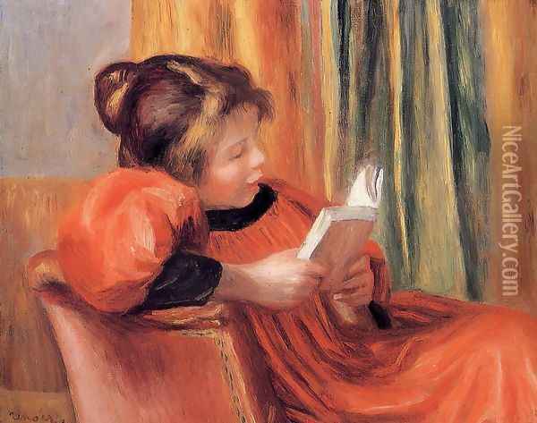 Girl Reading Oil Painting - Pierre Auguste Renoir