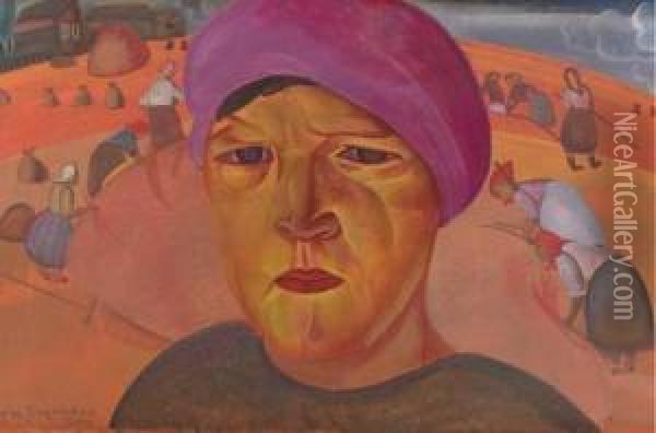 Russian Peasant Woman Oil Painting - Dmitrievich Grigor'Ev Boris