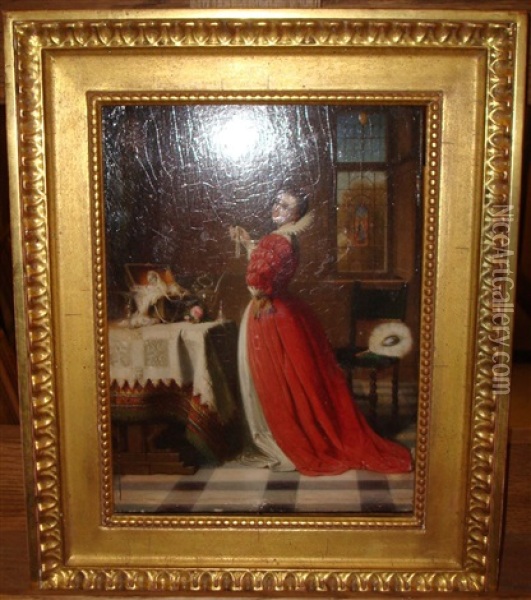 Elegante Et Son Coffret De Bijoux Oil Painting - Jean-Baptiste Victor Loutrel