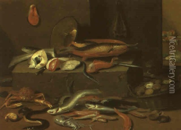 Nature Morte De Poissons Oil Painting - Jan van Kessel the Elder
