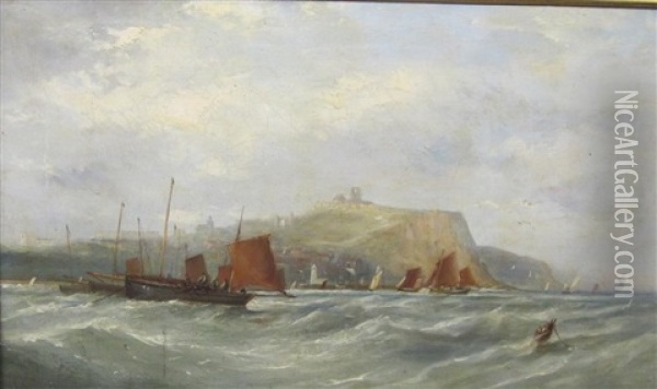 Shipping Off Whitby Oil Painting - Ebenezer Colls