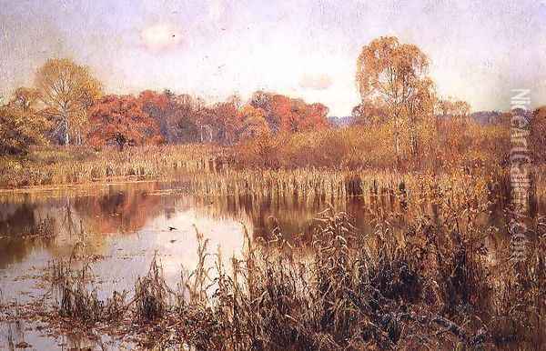 Autumn Glow, Paddington Pond, Abinger Hammer, 1894 Oil Painting - Edward Wilkins Waite