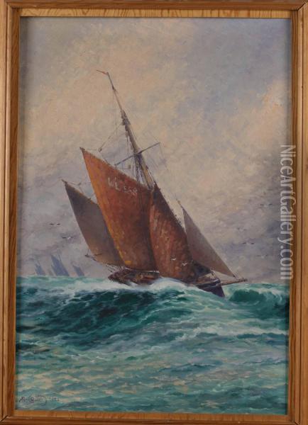 Segelbat I Stormande Hav Oil Painting - Alfred Collin