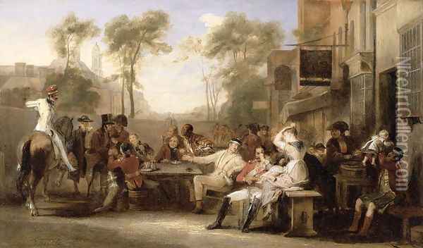 Chelsea Pensioners Receiving the Gazette Announcing the Battle of Waterloo, c.1819 Oil Painting - Sir David Wilkie