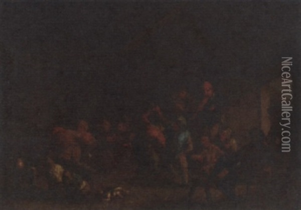 Peasants Carousing In An Interior Oil Painting - Egbert van Heemskerck the Elder