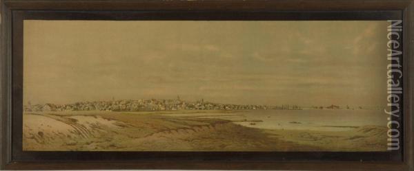 Panoramic View Of Nantucket. Signed And Dated In Plate Wendell Macy 1884