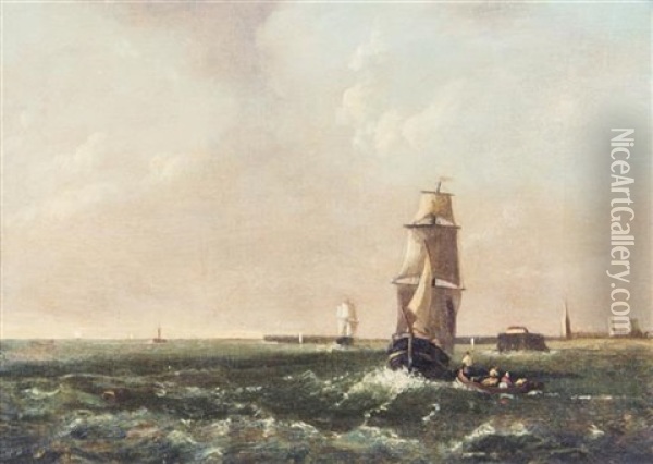 Ship Scene Oil Painting - William Clarkson Stanfield