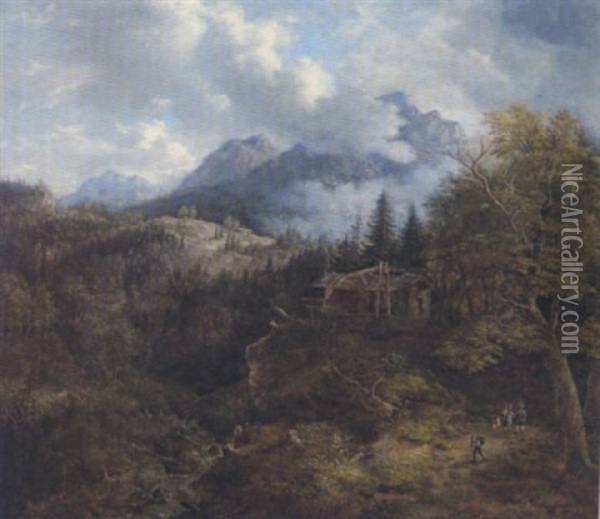 Bei Der Muhle Oil Painting - Johann Jakob Dorner the Younger