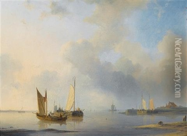 Dutch Barges In A Calm Oil Painting - Abraham Hulk the Elder