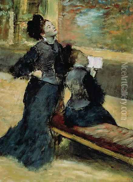 Visit to a Museum, c.1879-80 Oil Painting - Edgar Degas