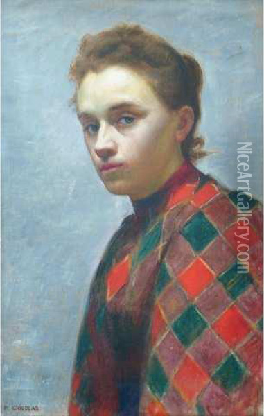 Portrait D Arlequine Oil Painting - Pierre Grivolas