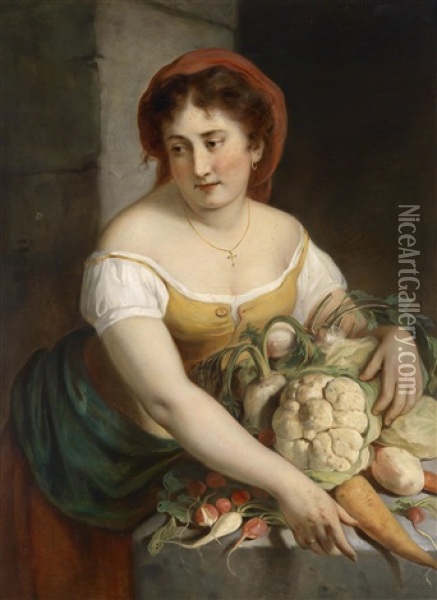 Die Marktfrau Oil Painting - Karl Eugene Felix