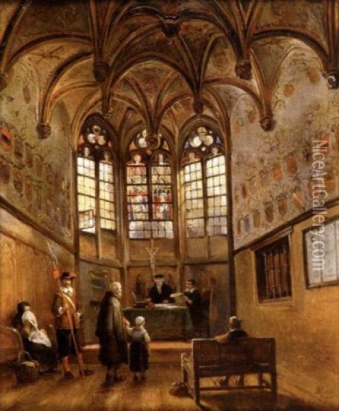 Justice De Paix Oil Painting - Hendrik Jan Augustyn Leys
