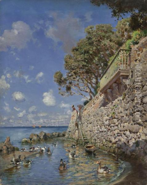 Villa Al Mare Oil Painting - Alceste Campriani