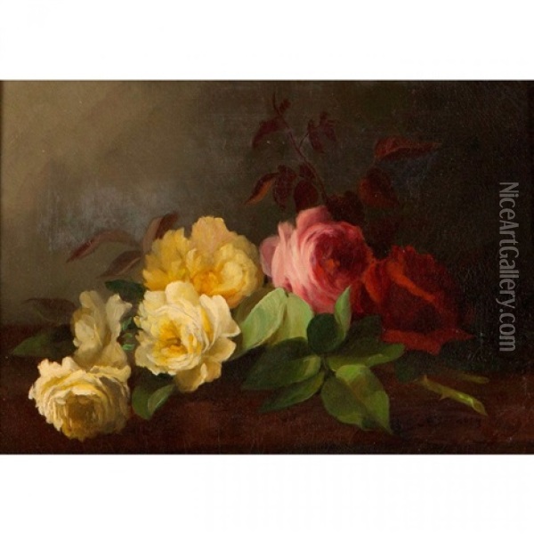 Fresh Cut Roses Oil Painting - George W. Seavey