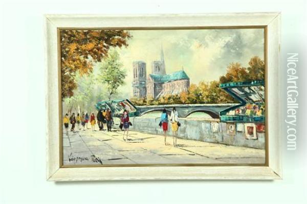 Parisian Street Scene Oil Painting - Augustus B. Koopman