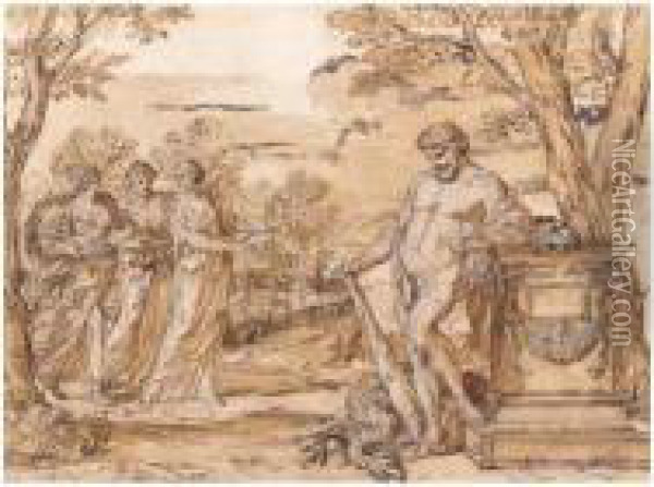 Hercules In The Garden Of The Hesperides, Daughters Of Evening Oil Painting - Giacinto Gimignani