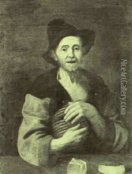 Portrait Of A Peasant Holding A Bottle Of Wine Oil Painting - Giacomo Ceruti