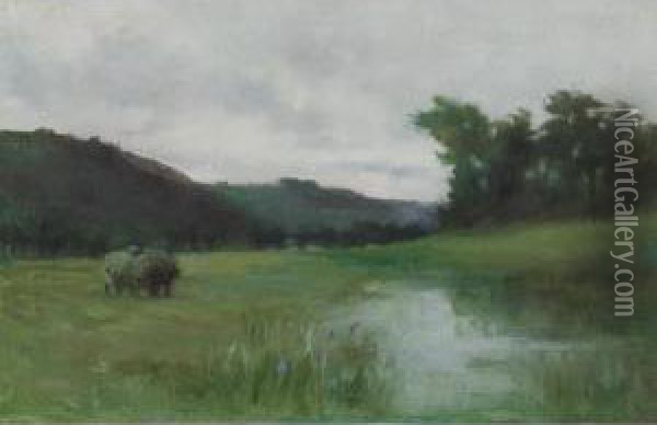Landscape With Hay Wagon Oil Painting - Sydney Strickland Tully