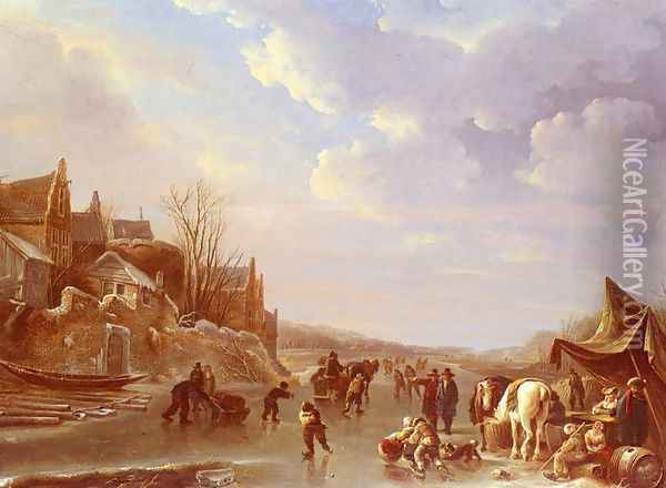 A Winter Scene In Holland Oil Painting - Andries Vermeulen