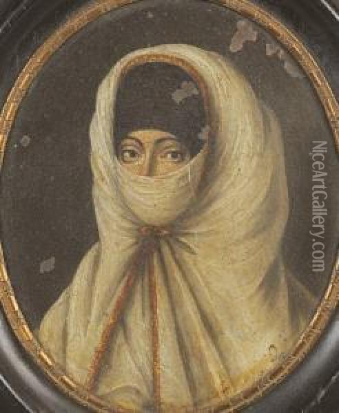 Portrait D'une Femme Oil Painting - Jan-Baptiste Vanmour