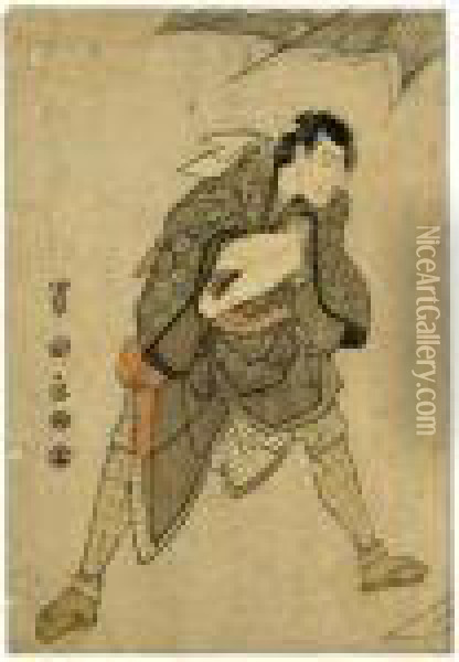 Two Prints: One Yakusha-e Of 
Morita Kan'ya In An Unidentified Role And Play And One Other Oil Painting - Toyokuni