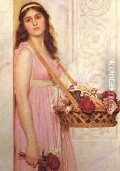 Girl with Rose Basket Oil Painting - George Lawrence Bulleid