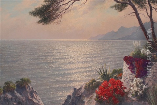 Capri Coastal Scene Oil Painting - Jacobus Leonardus Van Der Meide