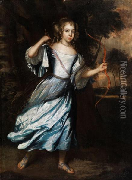 Prinzessin Von Nassau-oranien Als Jagdgottin Diana Oil Painting - Constantin Netscher
