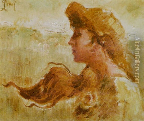 Mujer Oil Painting - Fidelio Ponce De Leon