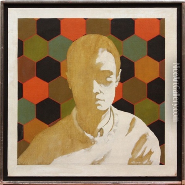 Portrait On Honeycomb Background Oil Painting - Robert Harvey