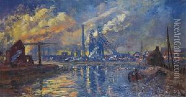 Factories Near The River Schelde Oil Painting - Willem Charles L. Delsaux