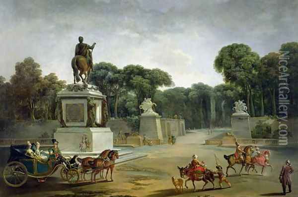 The Entrance to the Tuileries from the Place Louis XV in Paris, c.1775 Oil Painting - Jacques-Philip-Joseph de Saint-Quentin