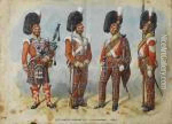72nd Duke Of Albanys Own 
Highlanders Within An Album Of Prints And Photographs Of Soldiers Oil Painting - Richard Simkin