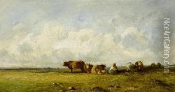 Cows At Pasture Oil Painting - Leon Victor Dupre