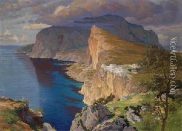 Idealised Representation Of The Villa Jovis On The Island Of Capri Oil Painting - Paul von Spaun