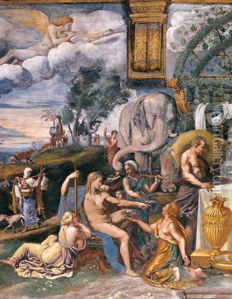 Tribute to Apollo Oil Painting - Giulio Romano (Orbetto)