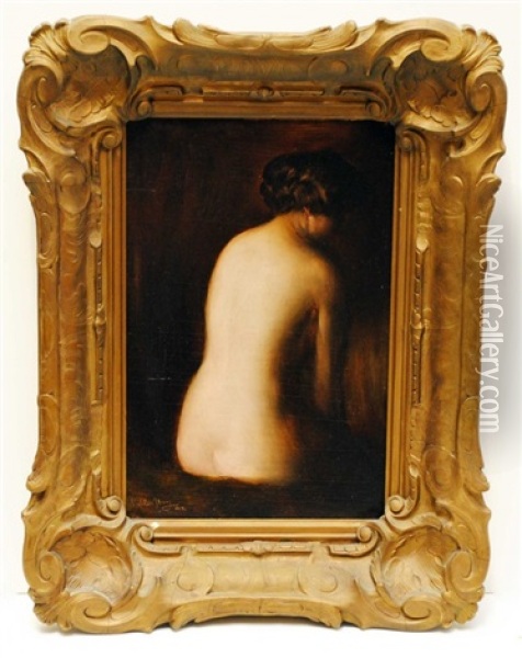 Seated Nude Lady Oil Painting - Adolfo Felice Mueller-Ury
