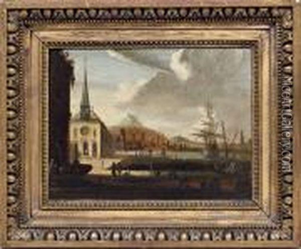 Eglise Pres D'un Port Oil Painting - Jacobus Peeters