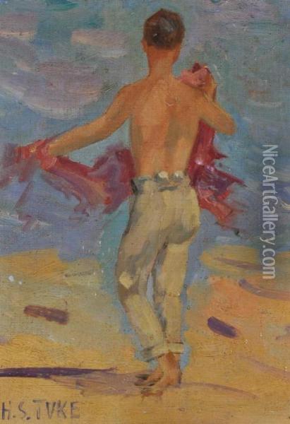 Boy On A Beach Oil Painting - Henry Scott Tuke
