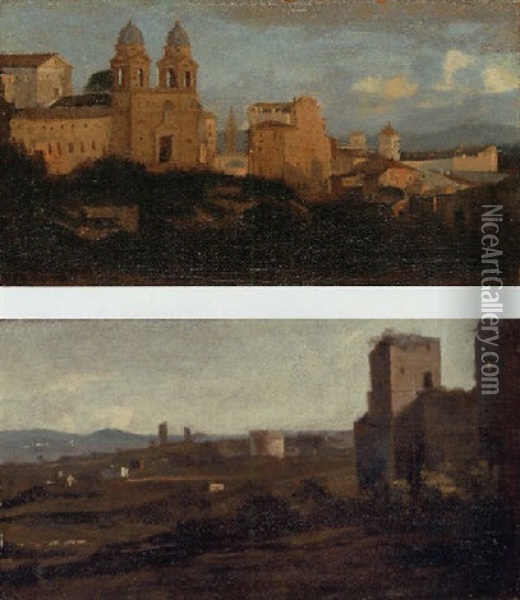 A View Of Ss.trinita Dei Monti, Rome Oil Painting - Gaspard Dughet