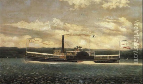 Steam Yacht 'black Bird'...underway Oil Painting - James Bard