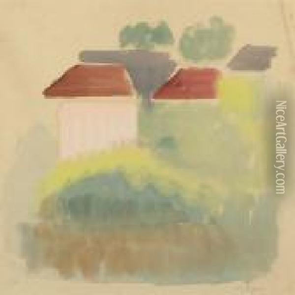 Landscape With Houses Oil Painting - Vilhelm Lundstrom