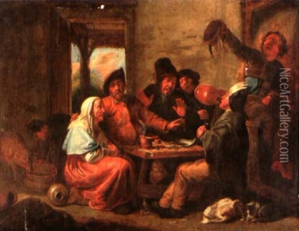 Scene De Taverne Oil Painting - Joos van Craesbeeck