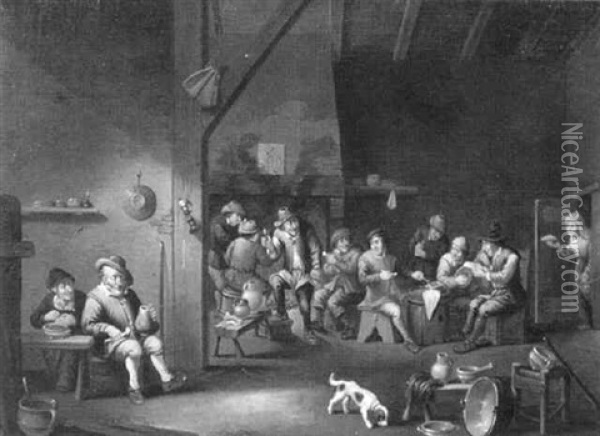 Smokers In An Inn Oil Painting - Adriaen Brouwer