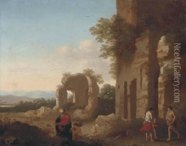 The Departure Of Abraham And Isaac Oil Painting - Cornelis Van Poelenburch
