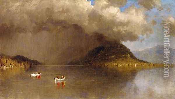Coming Rain on Lake George: A Sketch Oil Painting - Sanford Robinson Gifford