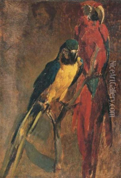 Deux Perroquets Oil Painting - Henri Alexandre Georges Regnault