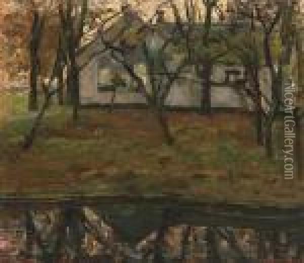 Farm Along The River Gein Oil Painting - Piet Mondrian
